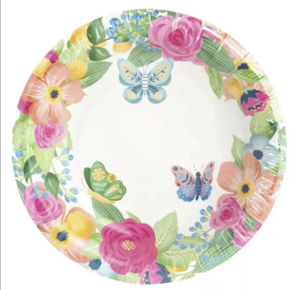 Butterfly Garden Charm 7” Round Scalloped Paper Plates By Celebrate It, 12 ct